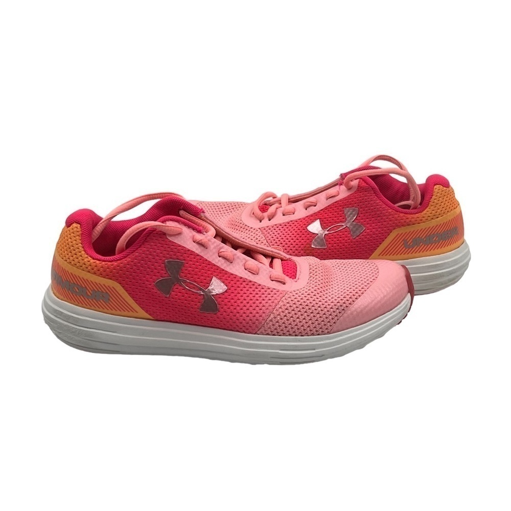Under Armour Pink Orange Surge RN Prism Running Shoes Size 5 Youth Girl’s